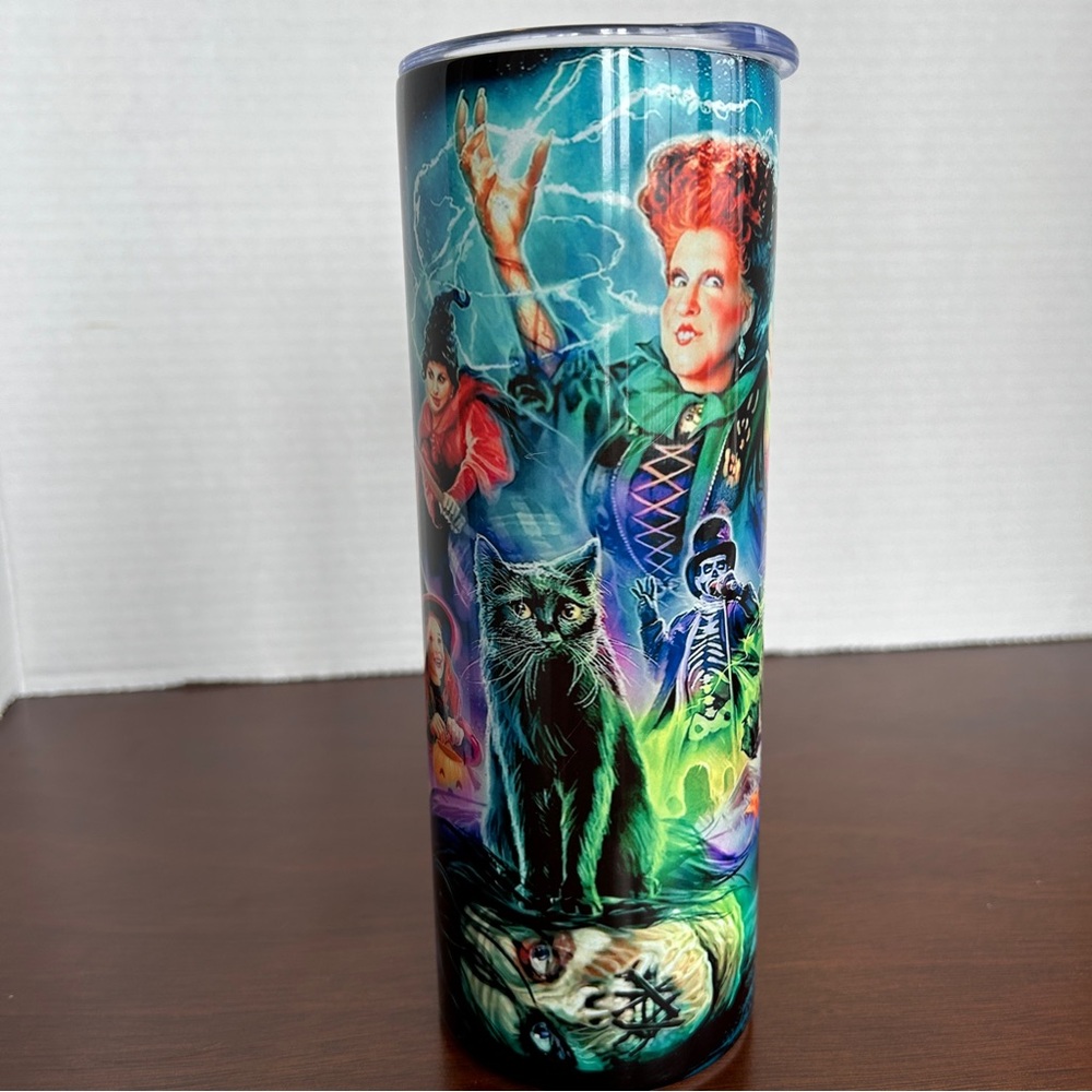 Hocus Pocus 20 oz. Steel Tumbler Water Bottle with slide lock plastic lid